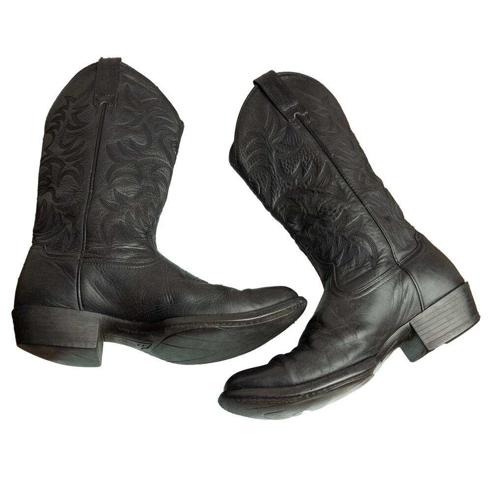 Men's Black Leather Ariat Heritage R Toe Western Cowboy Boots 34770 - 9EE - Picture 5 of 15